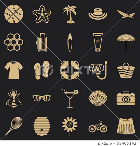 Summer things icons set, simple style Summer things icons set, simple style 55405142