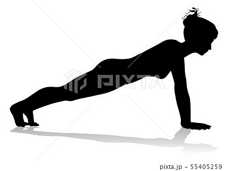 Yoga Pilates Pose Woman Silhouette Yoga Pilates Pose Woman Silhouette 55405259