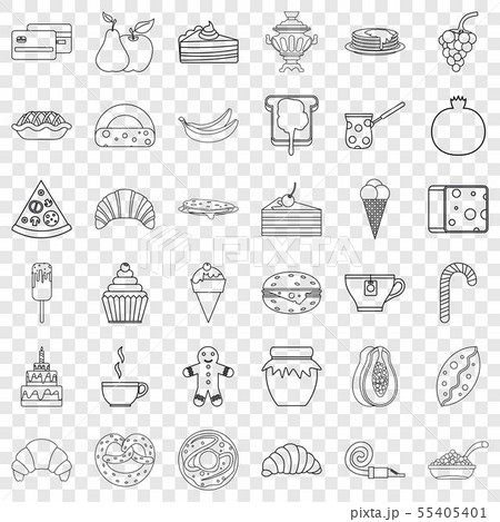 Dessert icons set, outline style 55405401