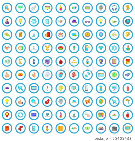 100 web design icons set, cartoon style 55405433