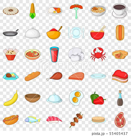 Dish icons set, cartoon style Dish icons set, cartoon style 55405437