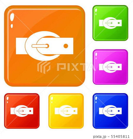 Oval belt buckle icons set vector color 55405811