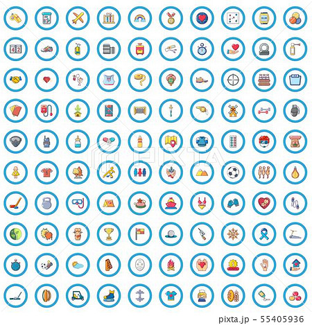 100 wellness icons set, cartoon style 100 wellness icons set, cartoon style 55405936