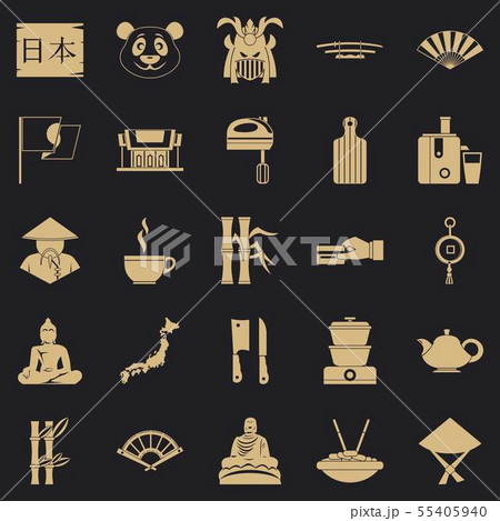 Sushi roll icons set, simple style 55405940