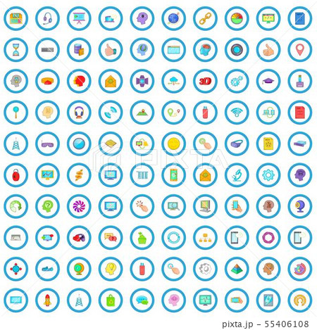 100 website icons set, cartoon style 55406108