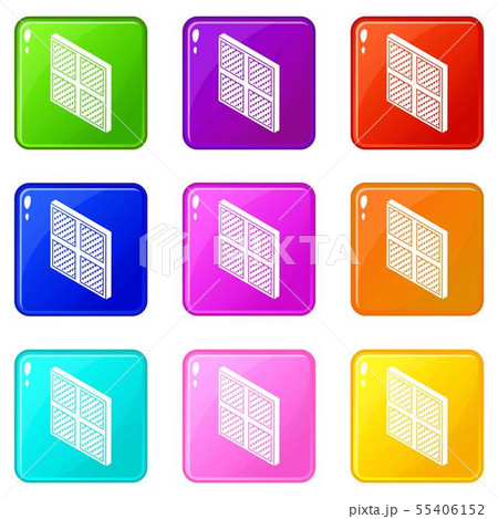 Square window frame icons set 9 color collection Square window frame icons set 9 color collection 55406152