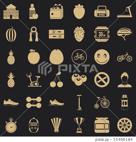 Dumpbell icons set, simle style 55406184