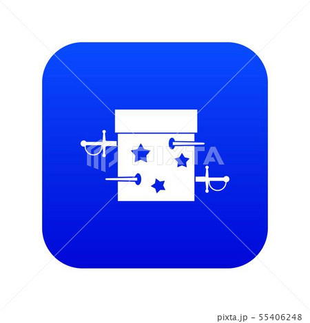 Sword box illusion icon digital blue 55406248