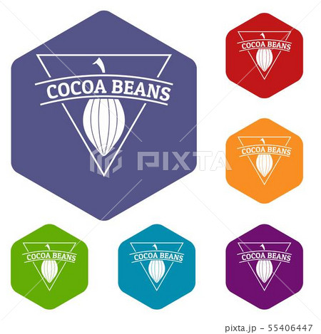 Cocoa beans icons vector hexahedron Cocoa beans icons vector hexahedron 55406447