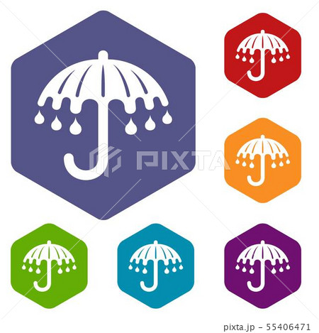Wet umbrella icons vector hexahedron 55406471