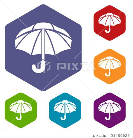 Nylon umbrella icons vector hexahedron Nylon umbrella icons vector hexahedron 55406627