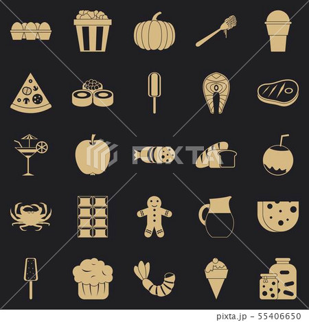 Delicious food icons set, simple style Delicious food icons set, simple style 55406650
