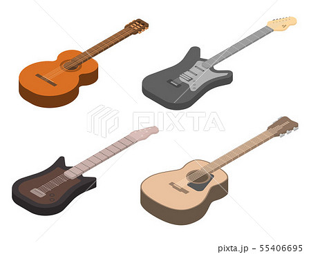 Guitar icons set, isometric style 55406695