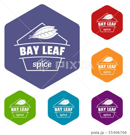 Bay leaf spice icons vector hexahedron 55406706