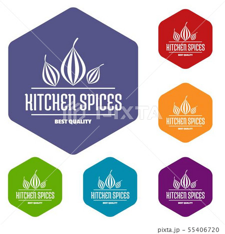 Eco kitchen spice icons vector hexahedron 55406720