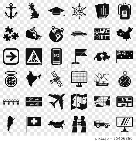 Navigation icons set, simple style 55406866