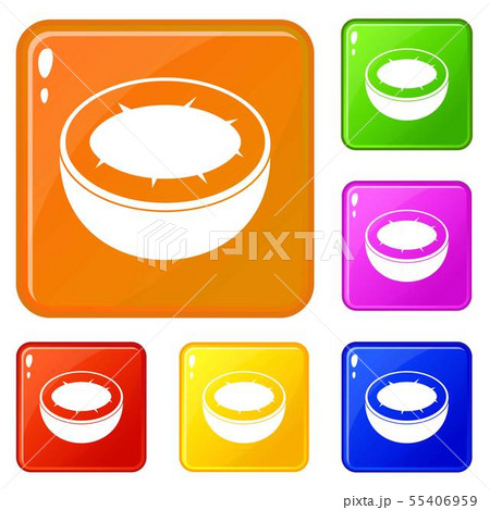 Half of coconut icons set vector color 55406959