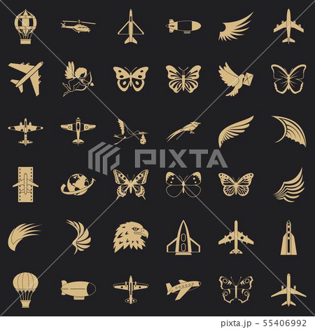 Airship icons set, simle style 55406992