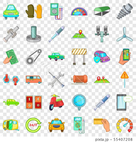 Trailer icons set, cartoon style Trailer icons set, cartoon style 55407208