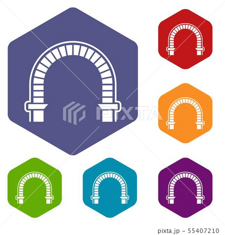 Arch column icons vector hexahedron Arch column icons vector hexahedron 55407210