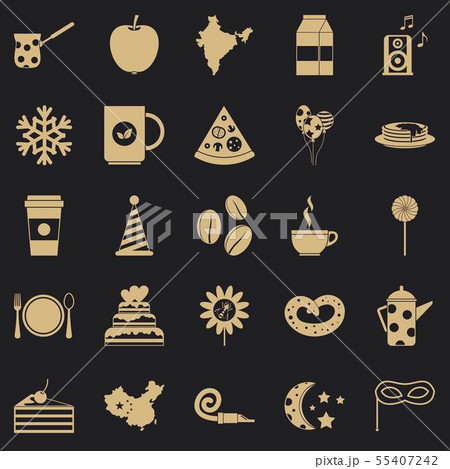 Kettle drum icons set, simple style 55407242