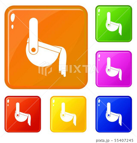 Molten metal poured from ladle icons set vector color 55407245