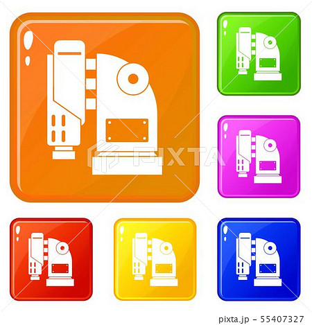 Pneumatic hammer machine icons set vector color Pneumatic hammer machine icons set vector color 55407327