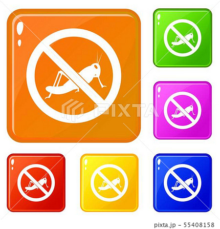 No locust sign icons set vector color 55408158