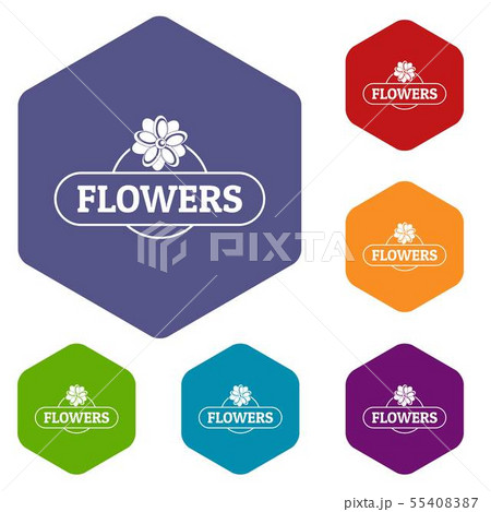 Flower farm icons vector hexahedron 55408387