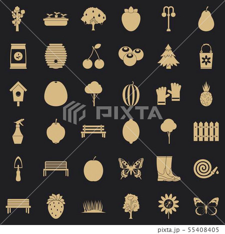 Gardening tool icons set, simple style 55408405
