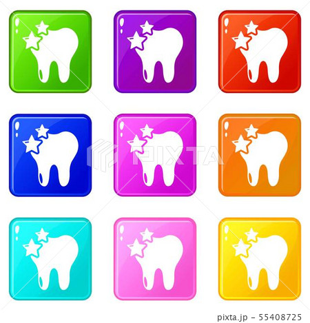 Tooth icons set 9 color collectionのイラスト素材 [55408725] - PIXTA