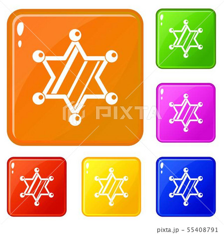 Sheriff star icons set vector color Sheriff star icons set vector color 55408791