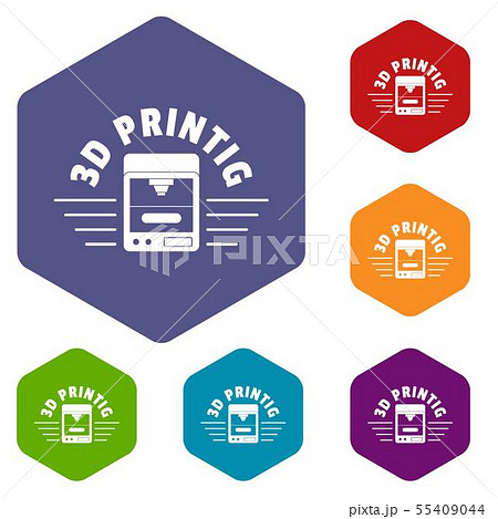 3d printing icons vector hexahedron 55409044