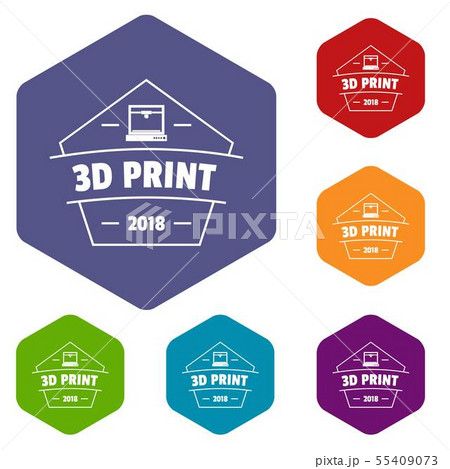Design 3d printing icons vector hexahedron 55409073