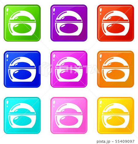 Soap dish icons set 9 color collection 55409097
