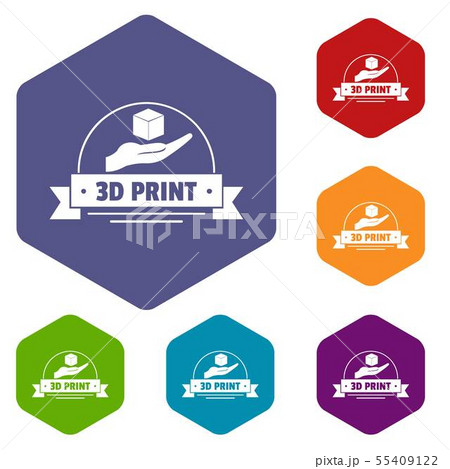 Industry 3d printing icons vector hexahedron 55409122