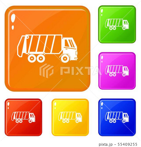 Garbage truck icons set vector color 55409255