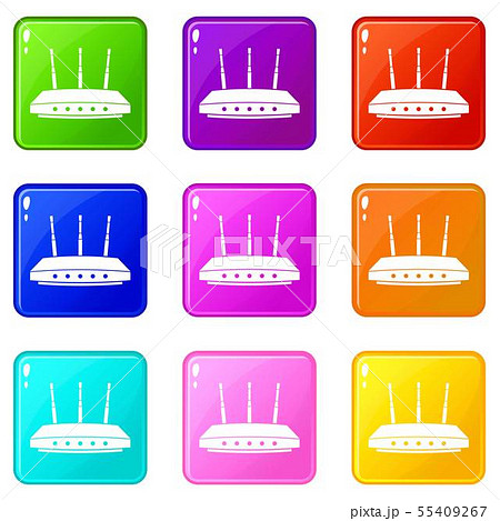 Router icons set 9 color collection Router icons set 9 color collection 55409267