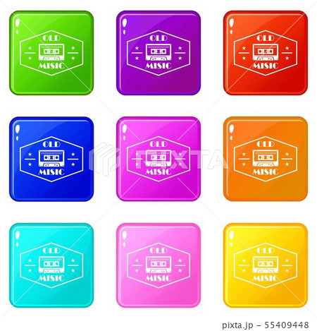 Old music icons set 9 color collection 55409448
