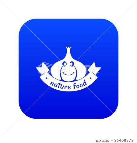 Garlic icon blue vector Garlic icon blue vector 55409575