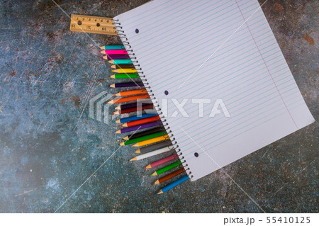 Assorted school supplies with a pencils, ruler, 55410125