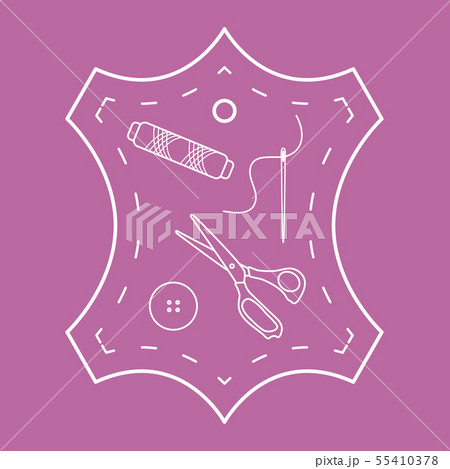 Illustration with tools and accessories for sewing 55410378