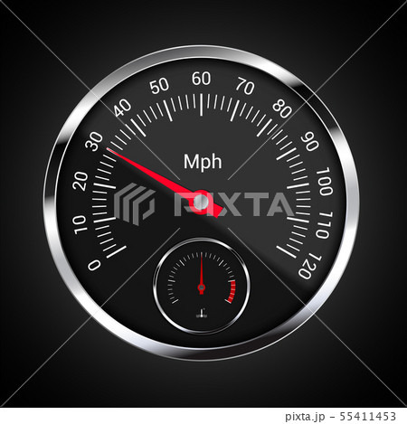 Realistic illustration of speedometer on dark car Realistic illustration of speedometer on dark car 55411453