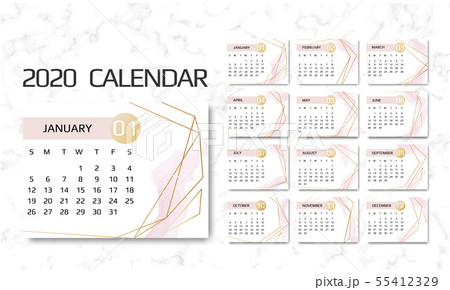 Calendar 2020 template. 12 Months. Design with 55412329