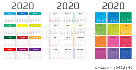 Calendar 2020 template. 12 Months. include holiday 55412340