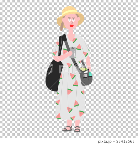 Woman full of luggage Summer 55412565