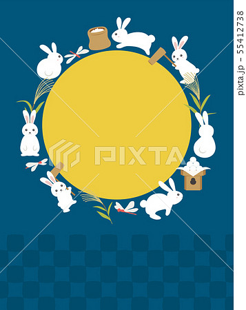 十五夜　満月のフレーム素材 55412738