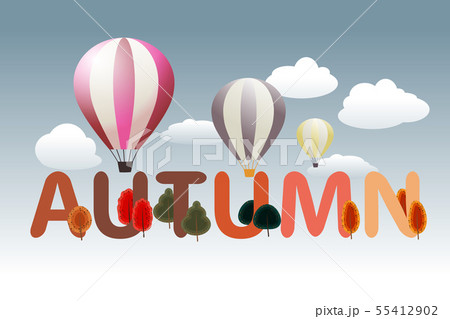 Autumn themed text art decorated with red orange 55412902