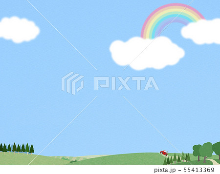 背景 空 虹 雲 風景のイラスト素材