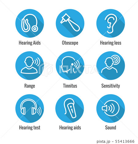 Hearing Aid or loss with Sound Wave Images Set 55413666